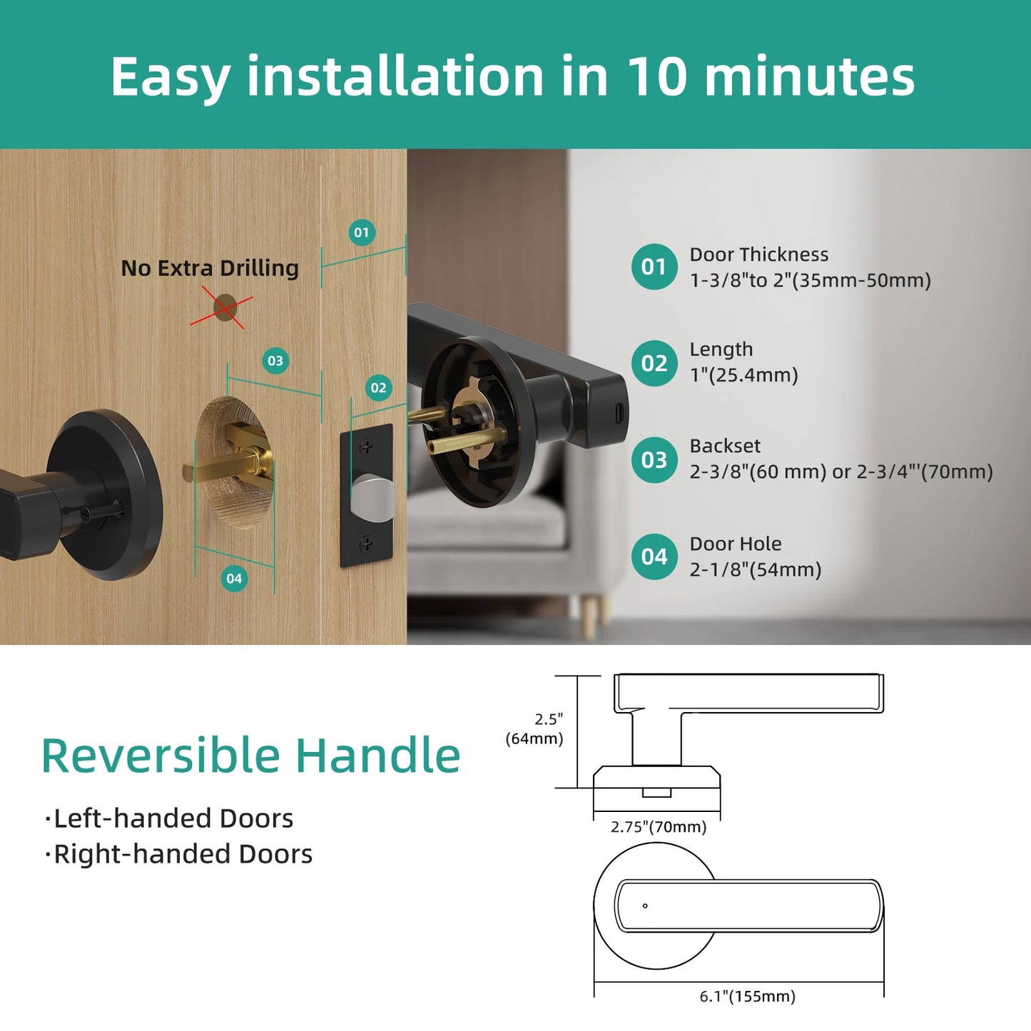 Viladepot Smart Lock Fingerprint Door Lock