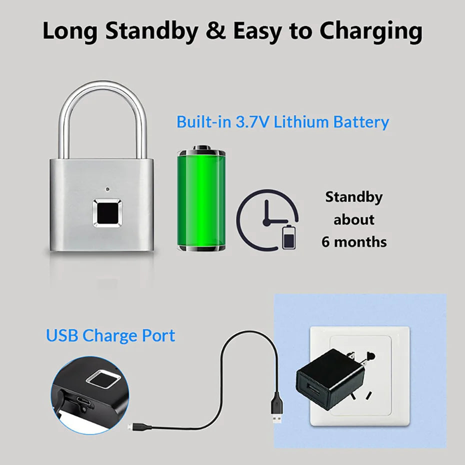 Keyless USB Charging Fingerprint Lock